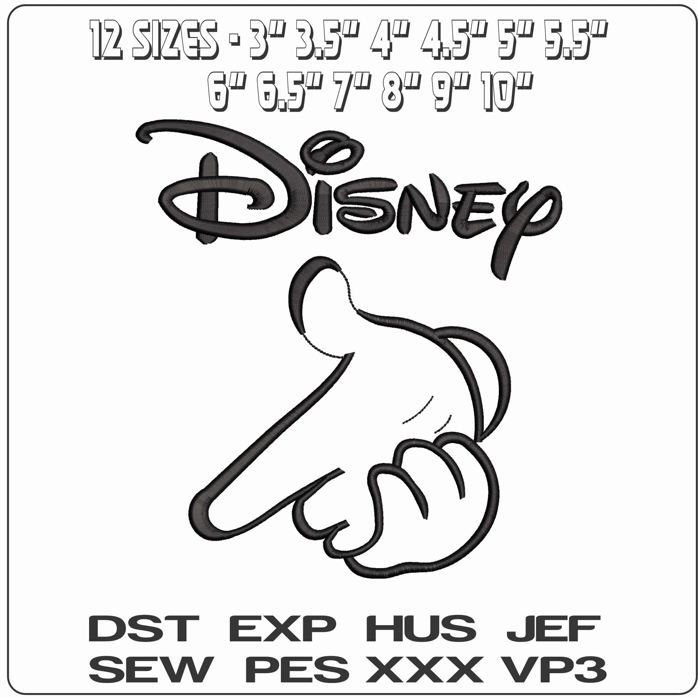 Disney with Mickey Mouse hands Point Outline Disney   - Elegant embroidery design file - instant download — view 2