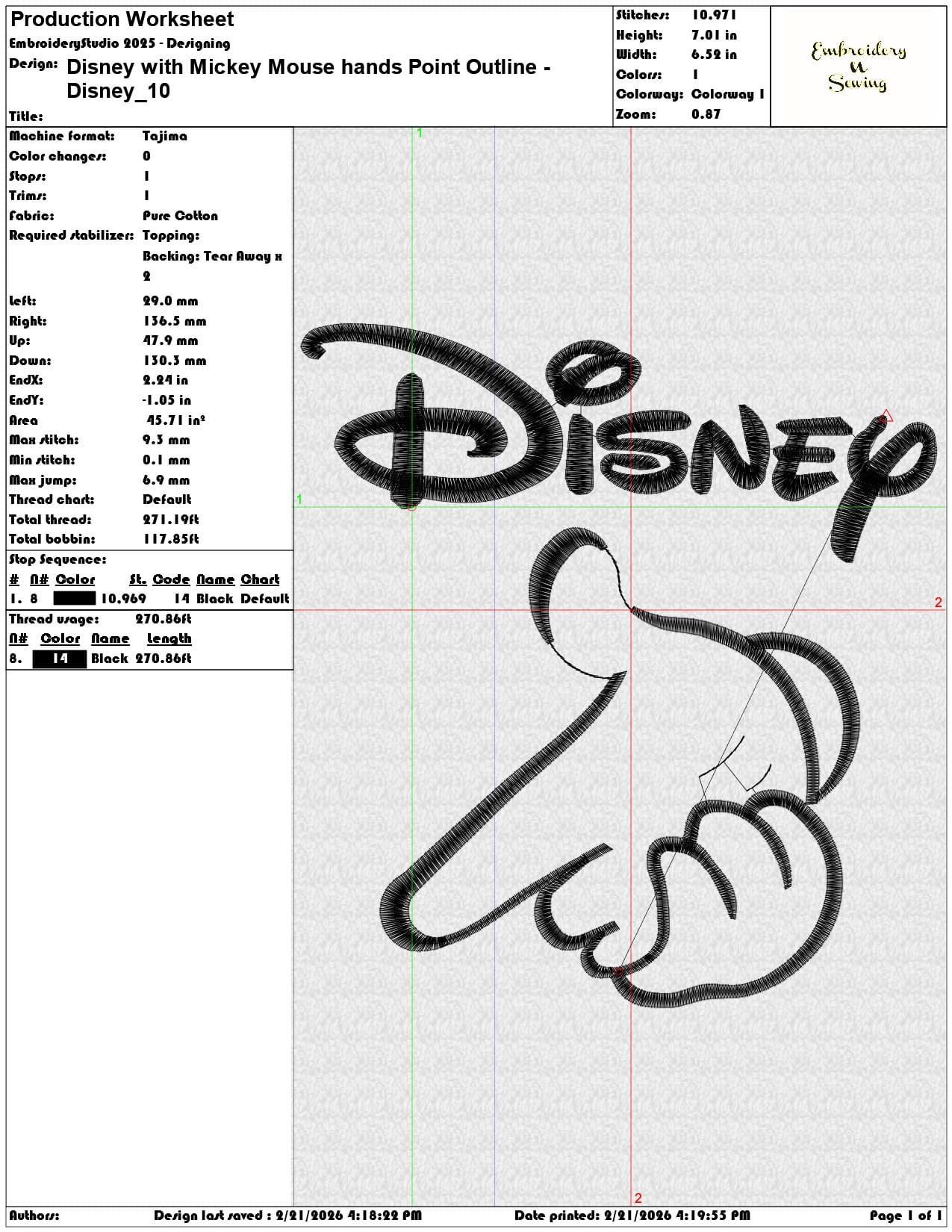 Disney with Mickey Mouse hands Point Outline Disney   - Elegant embroidery design file - instant download — view 3