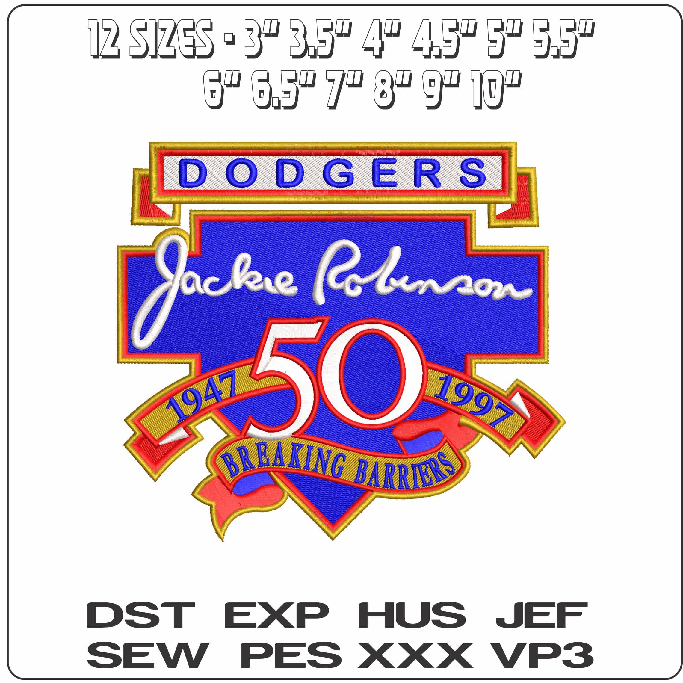 Dodger 50   - Elegant embroidery design file - instant download — view 2