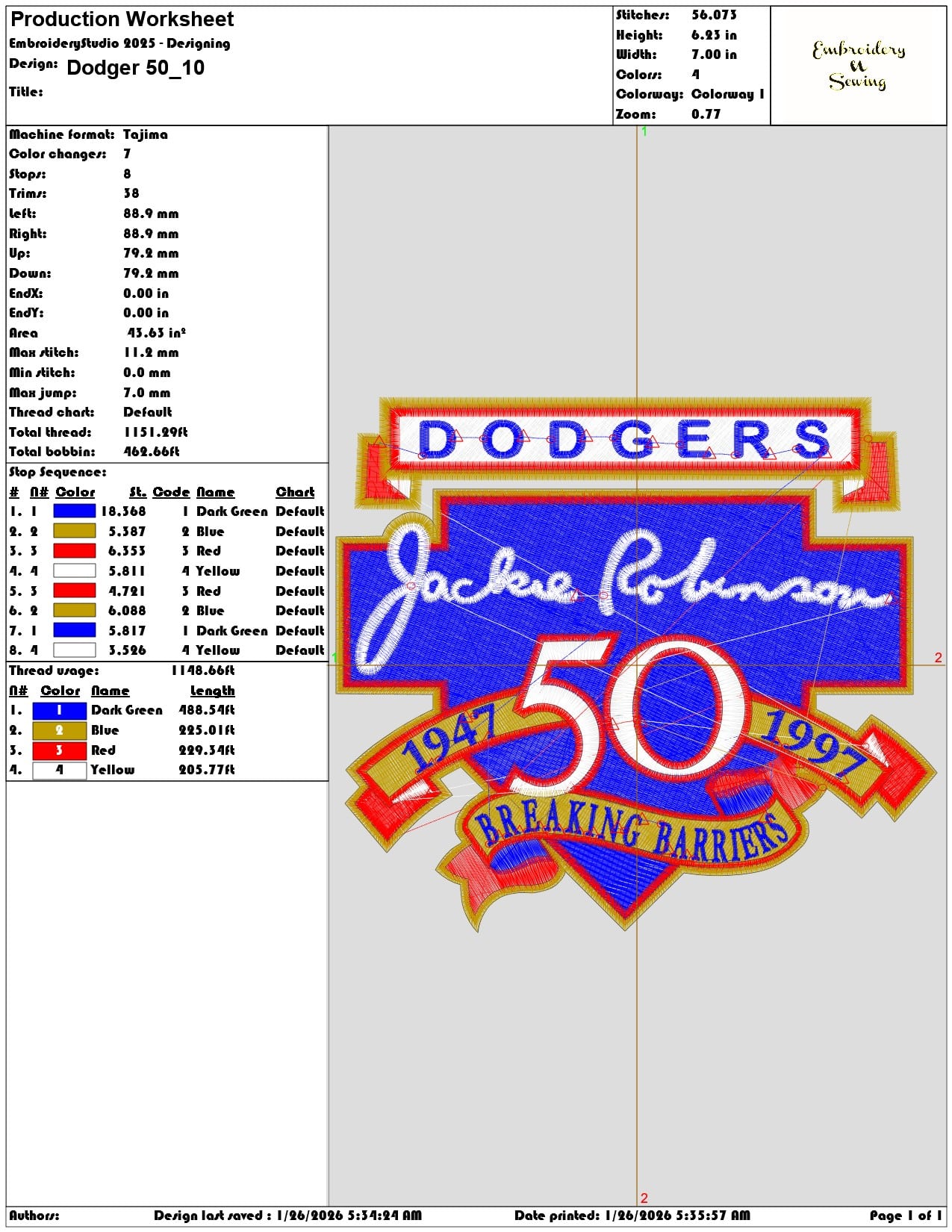 Dodger 50   - Elegant embroidery design file - instant download — view 3