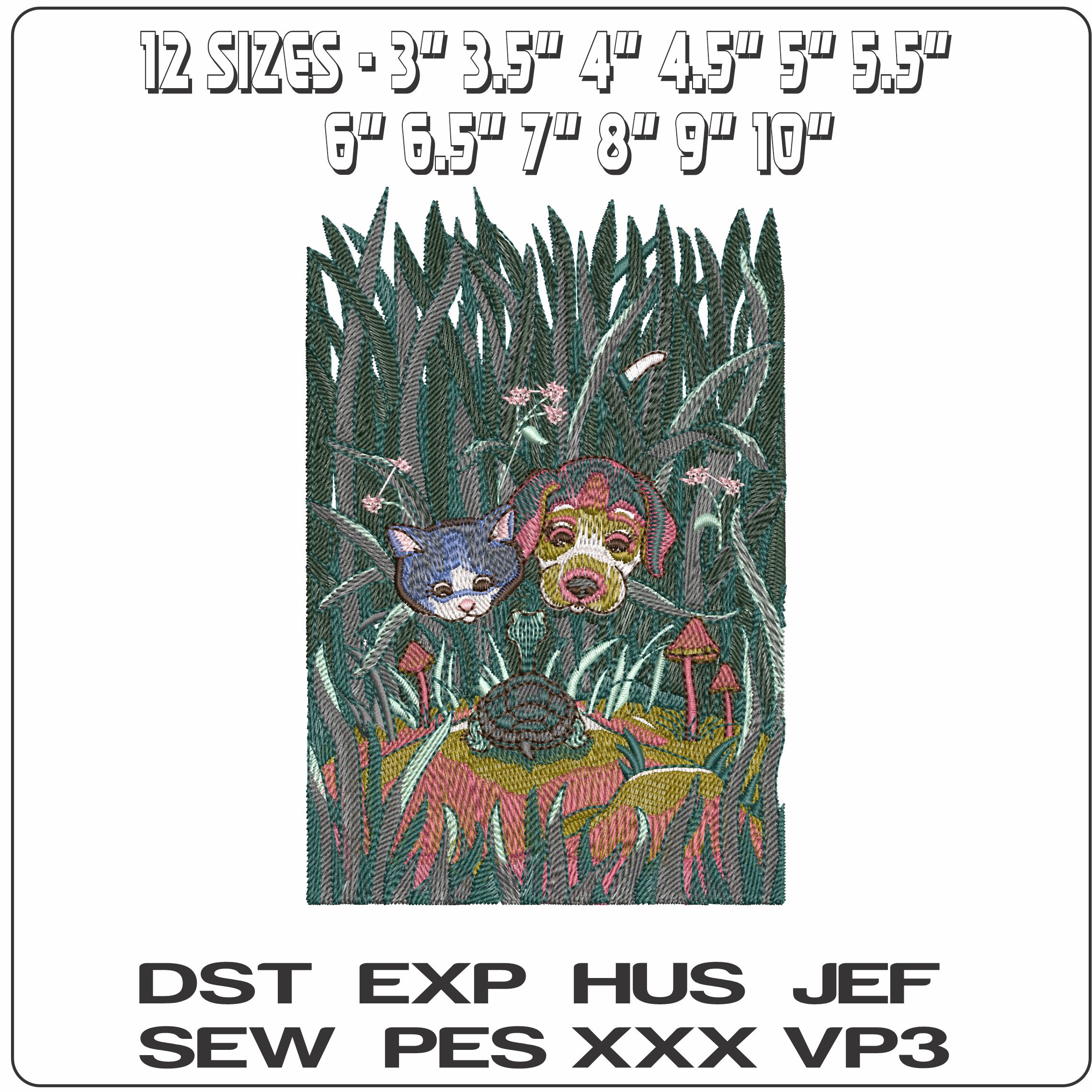 Dog Cat Turtle   - Elegant embroidery design file - instant download — view 2