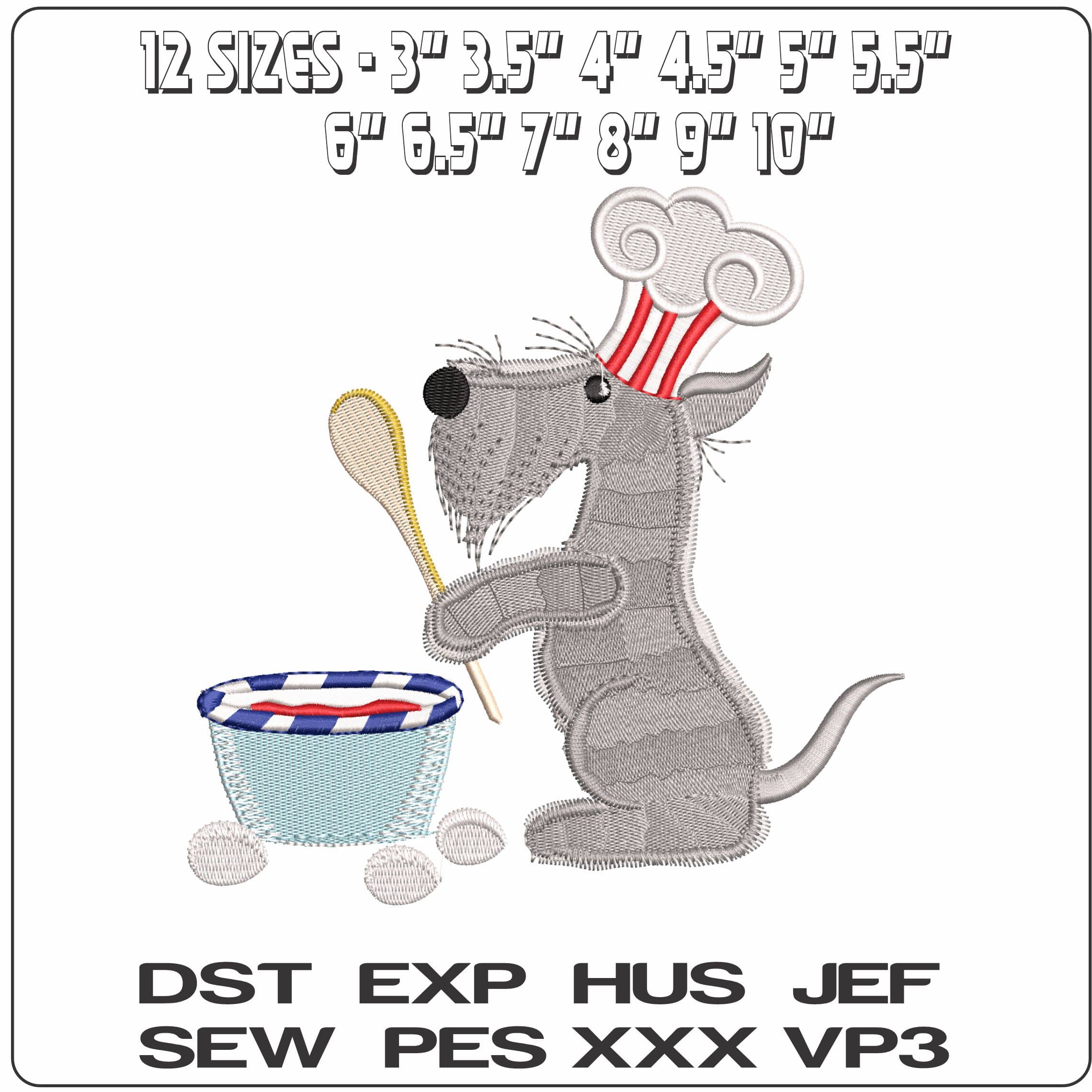 Dog Chef   - Elegant embroidery design file - instant download — view 2