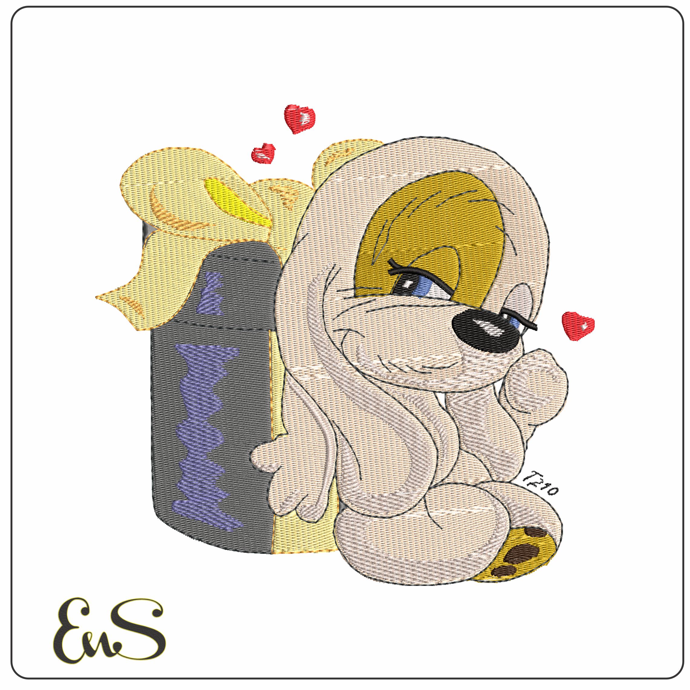 Dog in Love  - Elegant embroidery design file - instant download