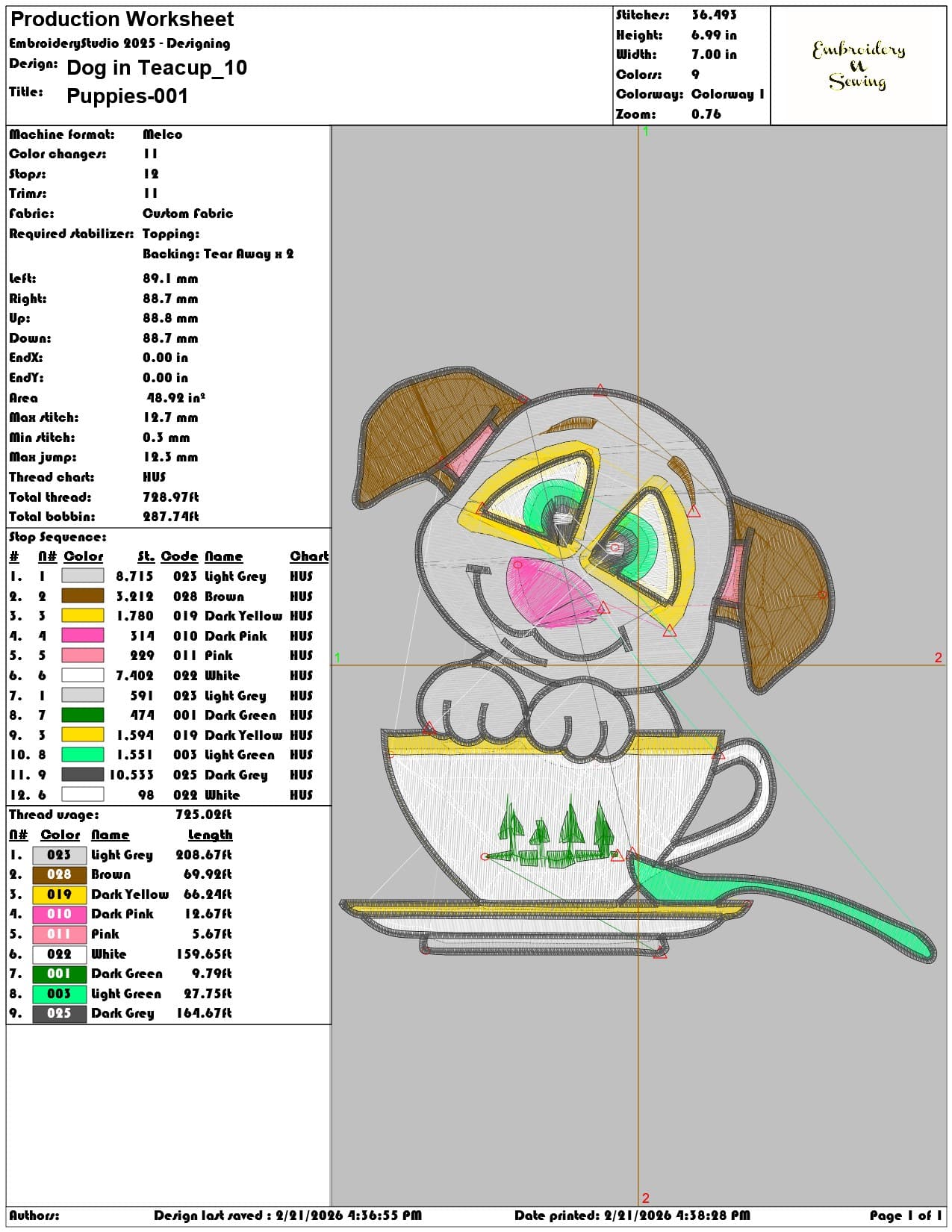 Dog in Teacup  - Elegant embroidery design file - instant download — view 3