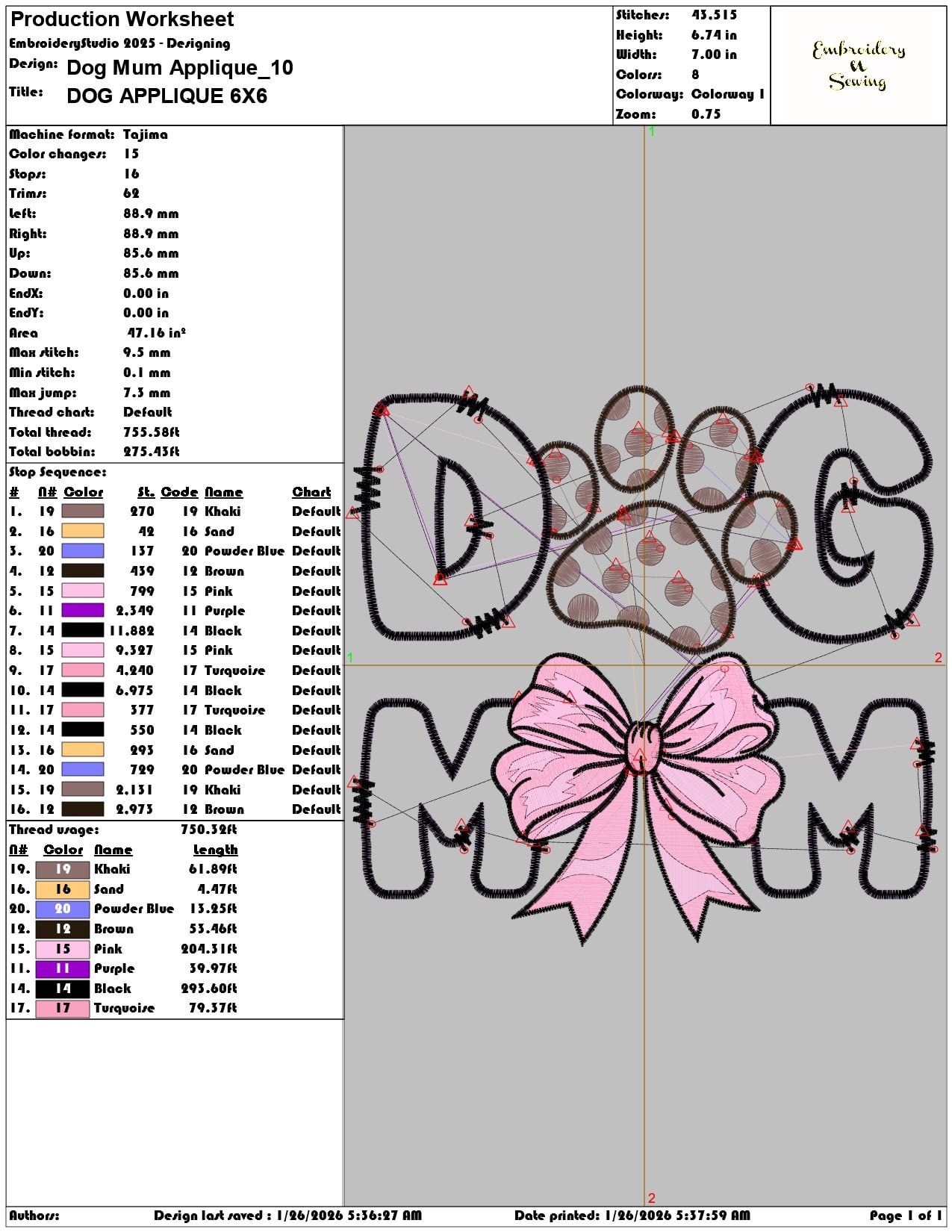 Dog Mum Applique  - Elegant embroidery design file - instant download — view 3